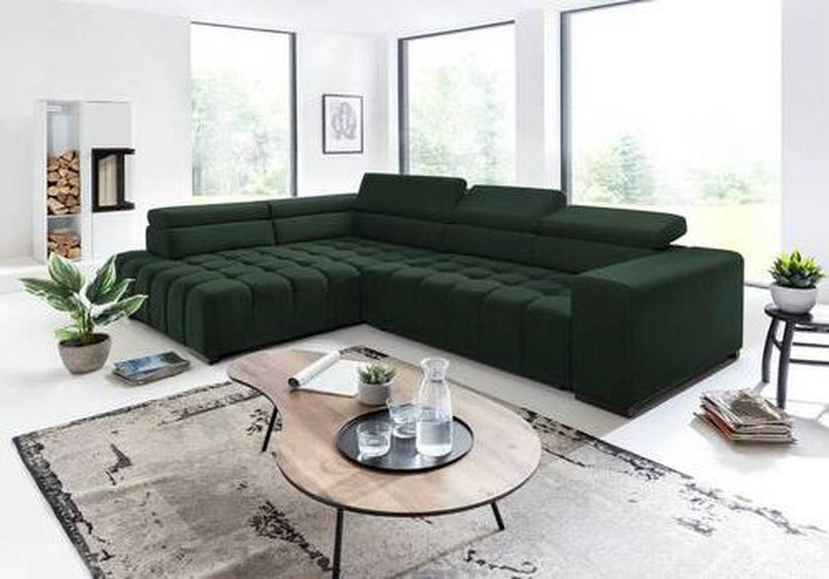 Eckschlafsofa Elias Neu Grün S: 201 cm - Schwarz/Grün, Design, Textil (201/307cm) - Livetastic