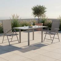 Gartenmöbel Set 3-tlg Amalfi Aus Metall/kunststoff - Silberfarben/Braun, MODERN, Kunststoff/Metall - Gardenson