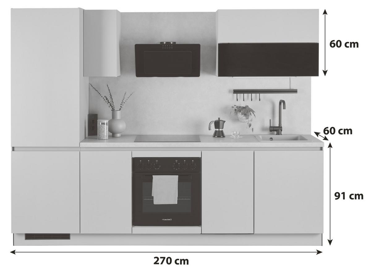 KÜCHENBLOCK WIN - Creme, MODERN, Holzwerkstoff (270cm) - Express-Kuechen