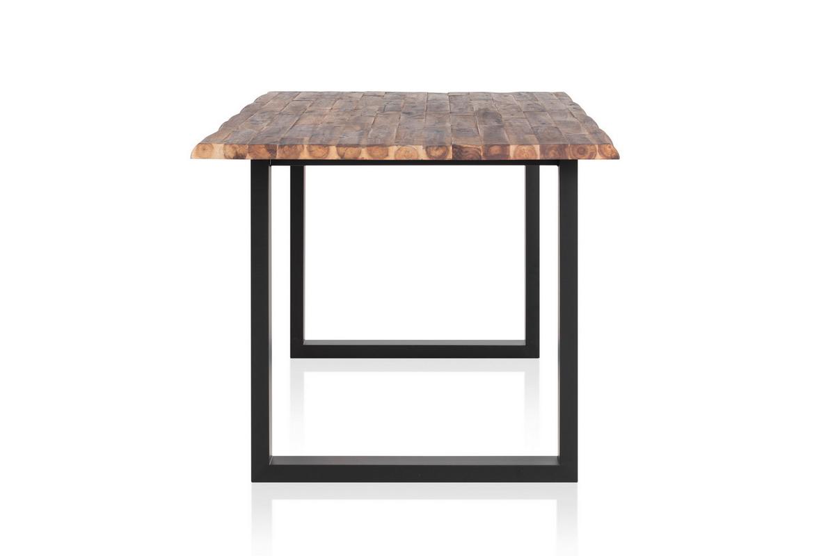 Esstisch Akazie Massiv/schwarz 140x80 - Schwarz/Naturfarben, MODERN, Holz/Metall (140/80/75cm) - Livetastic