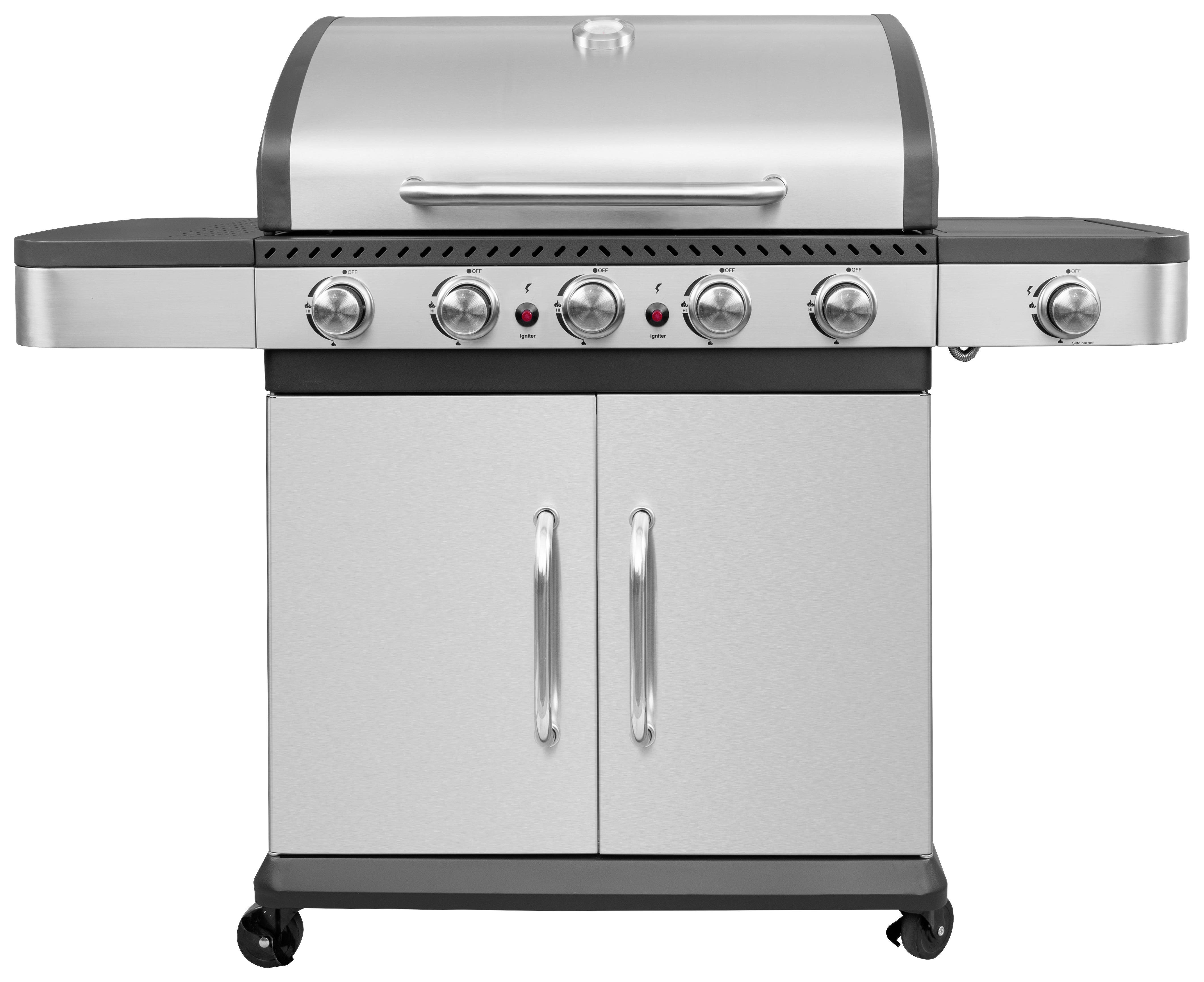 Gasgrill Landgraf BBQ Gs5 6 Brenner 144x59x112 cm - Silberfarben/Schwarz, MODERN, Metall (144/59/112cm)