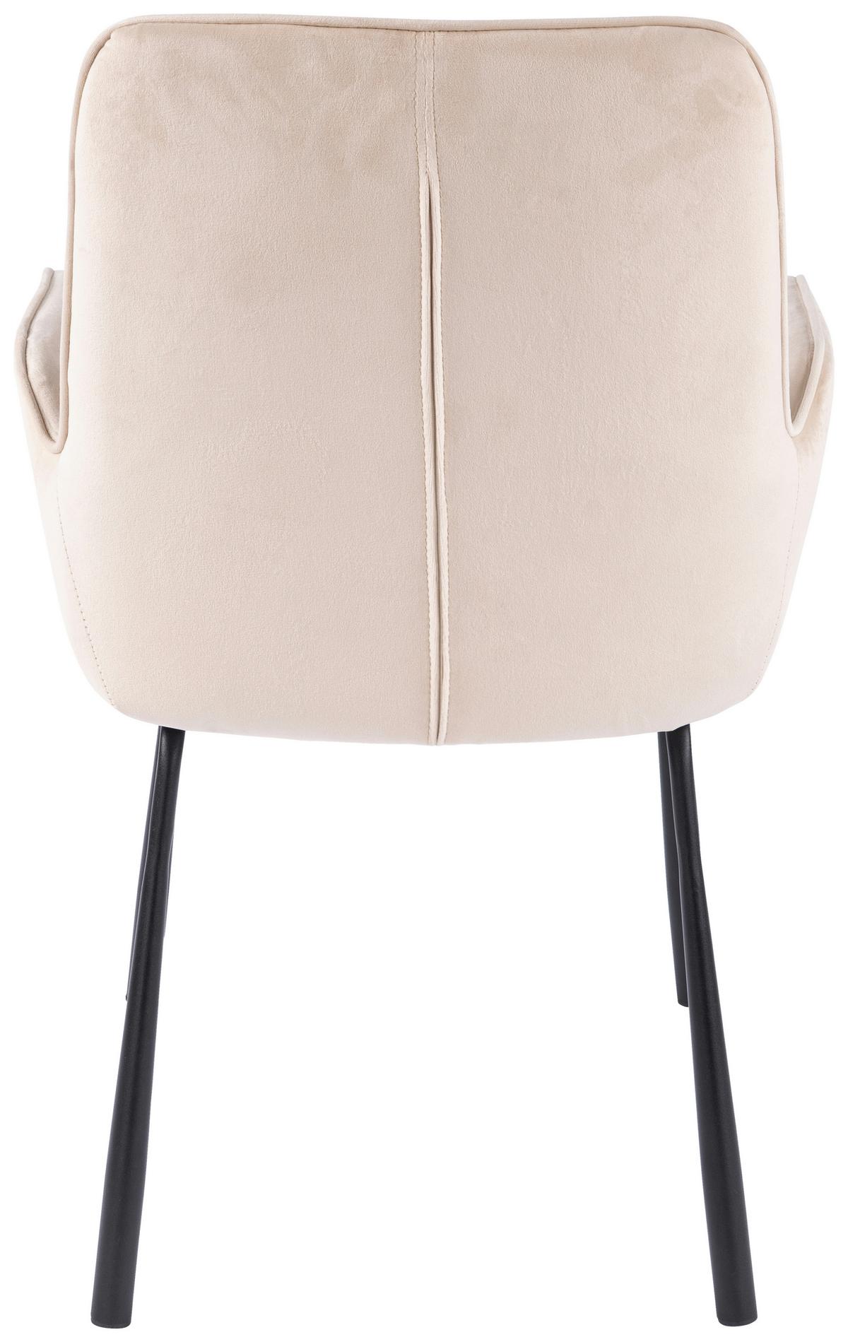 Armlehnstuhl Eliot 125 - Creme/Schwarz, MODERN, Textil/Metall (57/87/58,5cm) - Kayoom