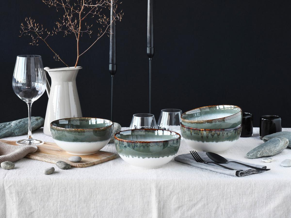 Schüsselset Cascade Weiß/Blaugrau 4-teilig - Blaugrau/Weiß, Design - Creatable