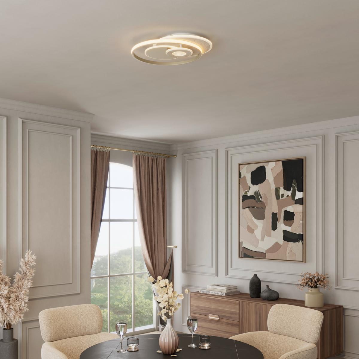 LED-DECKENLEUCHTE CARA - Sandfarben/Champagner, Basics, Kunststoff/Metall (42l) - Luca Bessoni