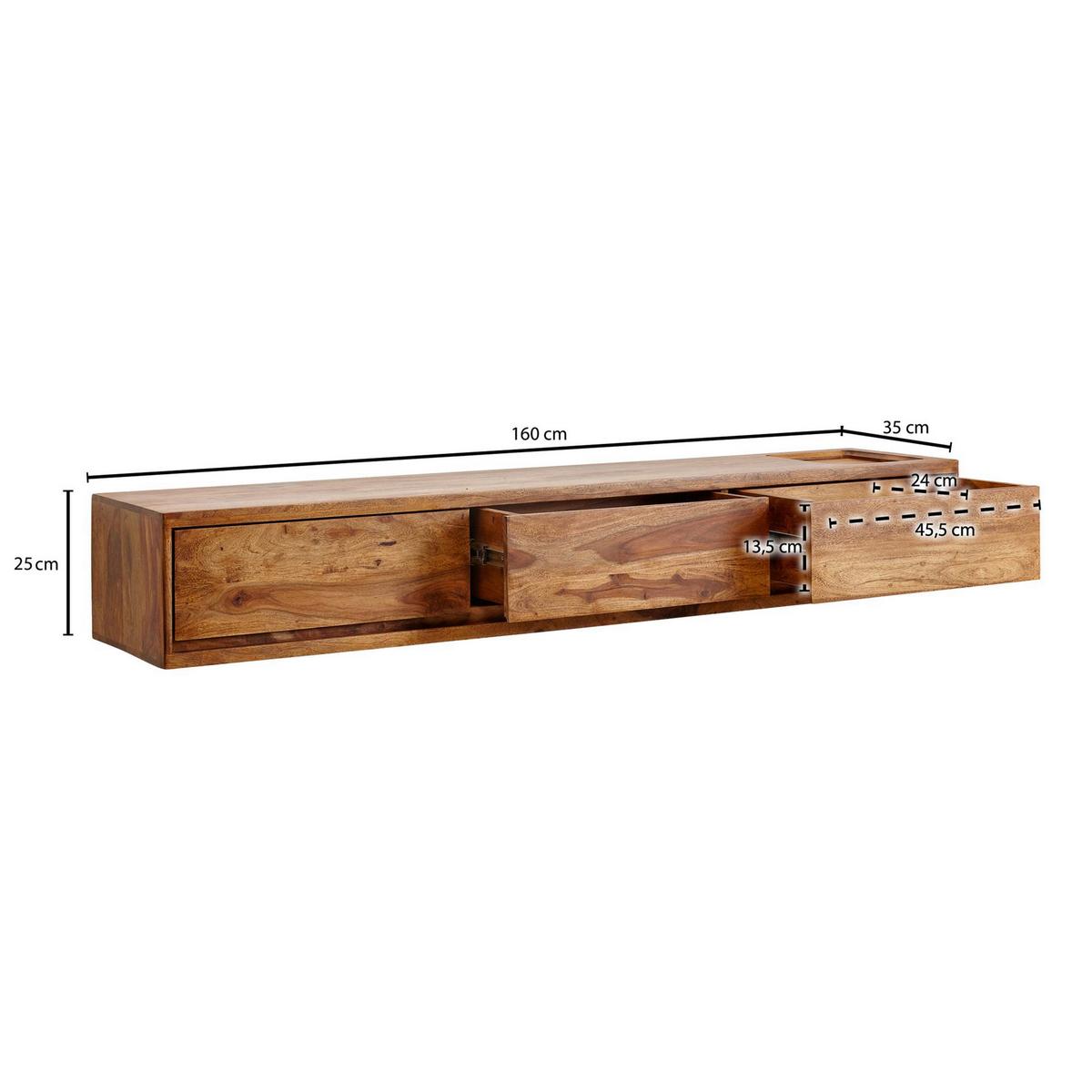 Lowboard Sheesham B: 160 cm Sheeshamfarben - Sheeshamfarben, Design, Holz (160/25/35cm) - MID.YOU