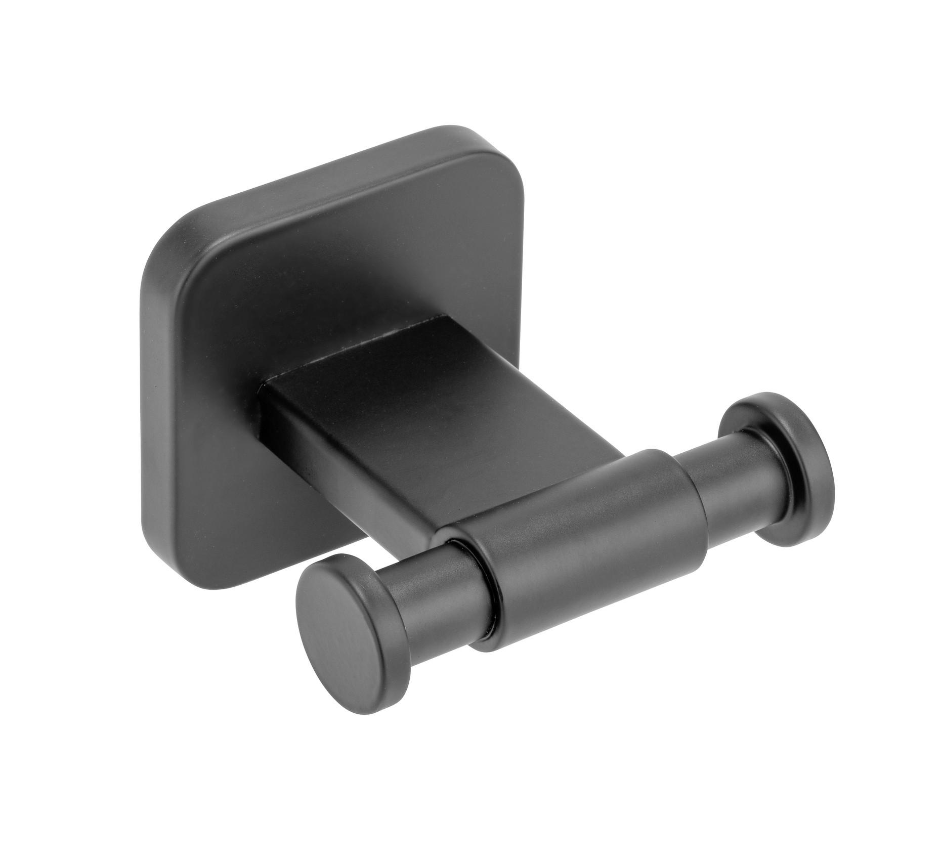 Handtuchhaken Porto Black Schwarz, Wandmontage B: 7 cm - Schwarz, MODERN, Metall (7/5,5/6,5cm) - Wenko