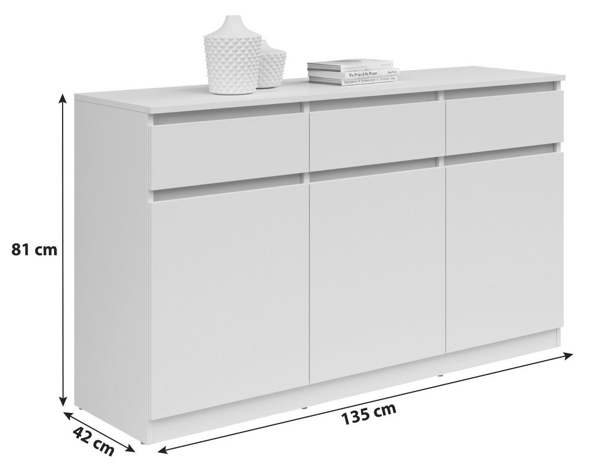 Kommode B: 135 cm Saturn Flagstaff Oak Dekor - Eichefarben, KONVENTIONELL, Holzwerkstoff (135/81/42cm)