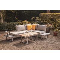 Loungegarnitur 3-tlg. Aruba Holz/metall/textil Mit Kissen - Grau, Basics, Holz/Textil (175/70/175cm) - Gardenson