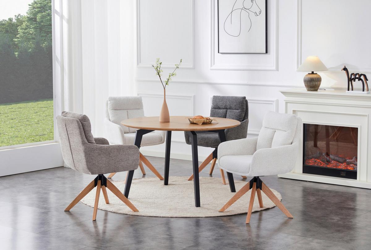 Armlehnstuhl Malik Webstoff Grau, B: 59 cm - Naturfarben/Grau, KONVENTIONELL, Holz/Textil (59/92/63cm) - Livetastic