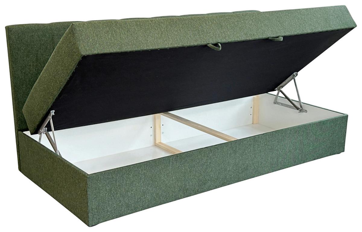 Boxbett Moritz 90x200cm - Dunkelgrün/Schwarz, Basics, Holzwerkstoff/Textil (90/200cm) - P & B