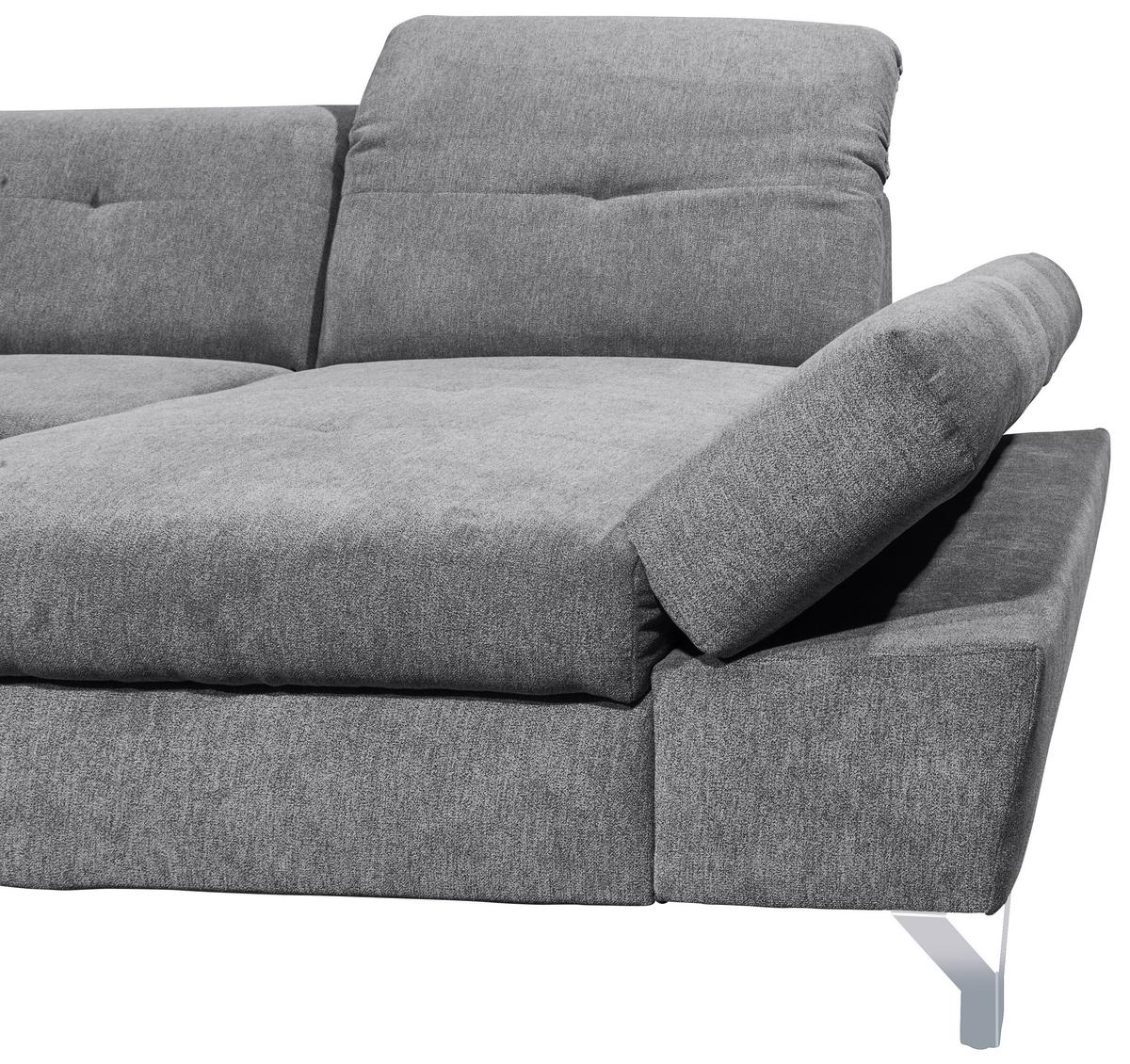 Ecksofa Melfi Dunkelgrau U: 245 cm - Dunkelgrau/Silberfarben, MODERN, Textil (245/350/168cm) - MID.YOU