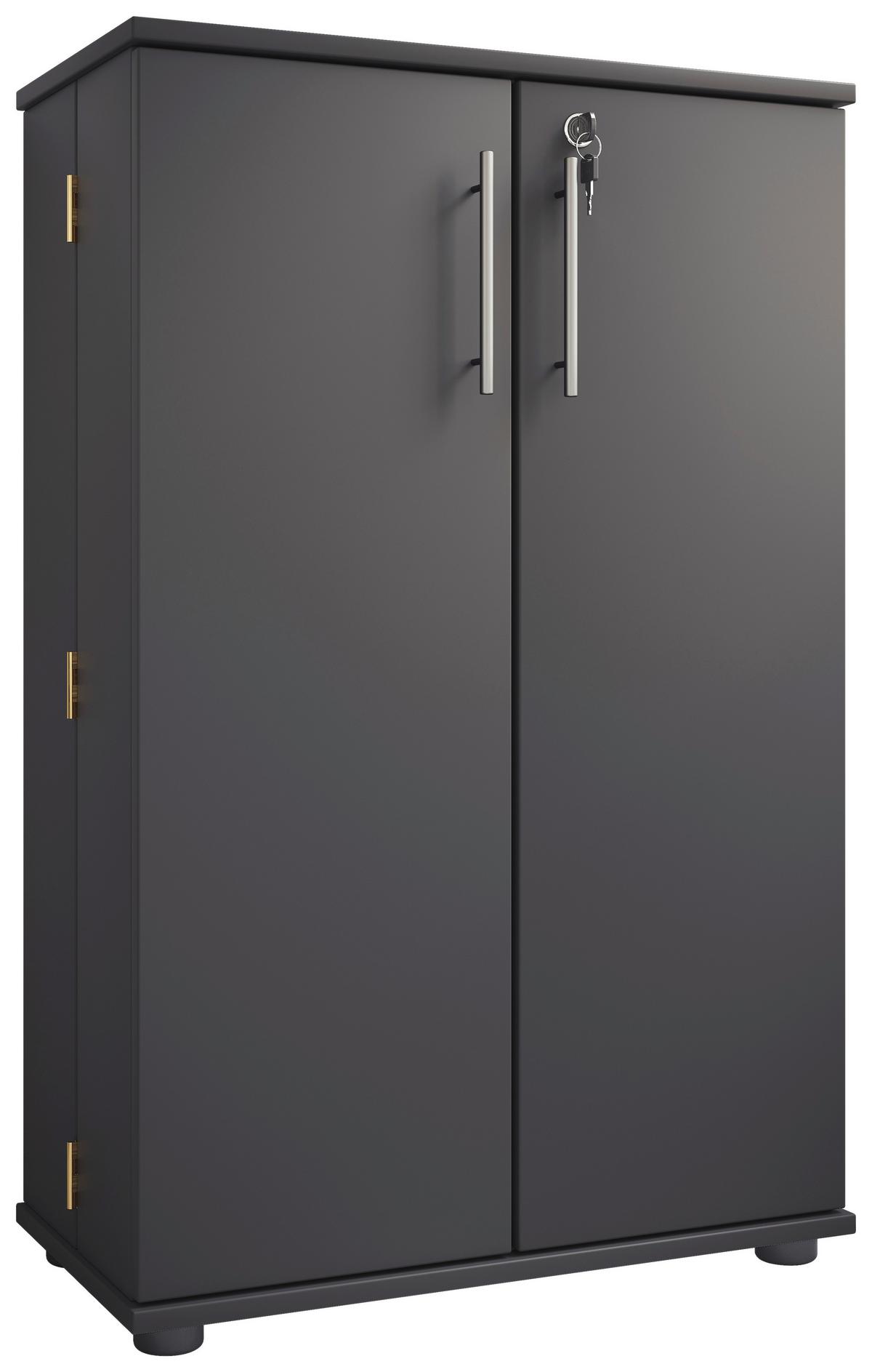 CD-Regal Engalo Anthrazit B: 60 cm - Anthrazit/Schwarz, Design, Holzwerkstoff (60/93/31cm) - MID.YOU