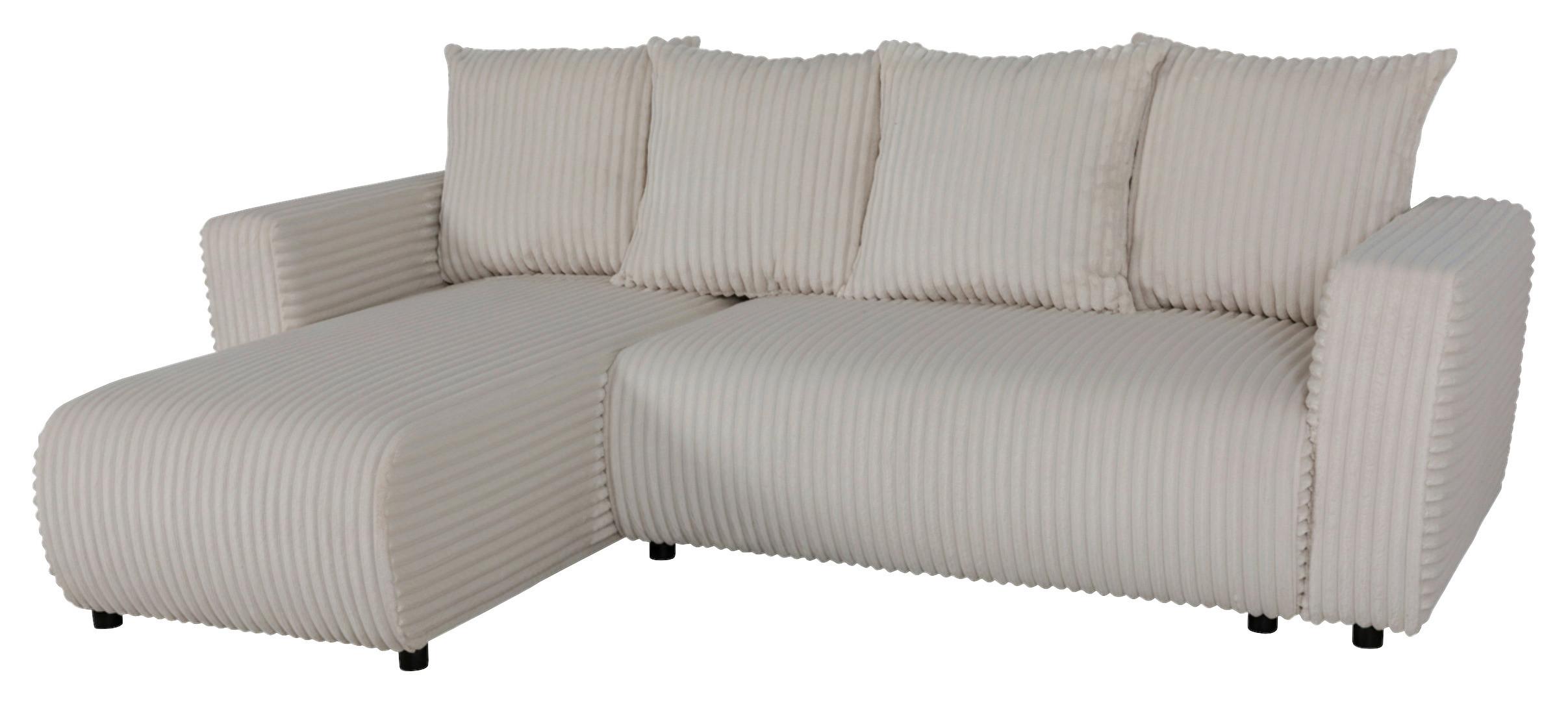 Eckschlafsofa mit Bettkasten Will, beige, 240x160cm - Beige/Schwarz, KONVENTIONELL, Holz/Holzwerkstoff (240/160cm)