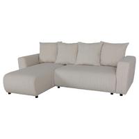 Eckschlafsofa mit Bettkasten Will, beige, 240x160cm - Beige/Schwarz, KONVENTIONELL, Holz/Holzwerkstoff (240/160cm)
