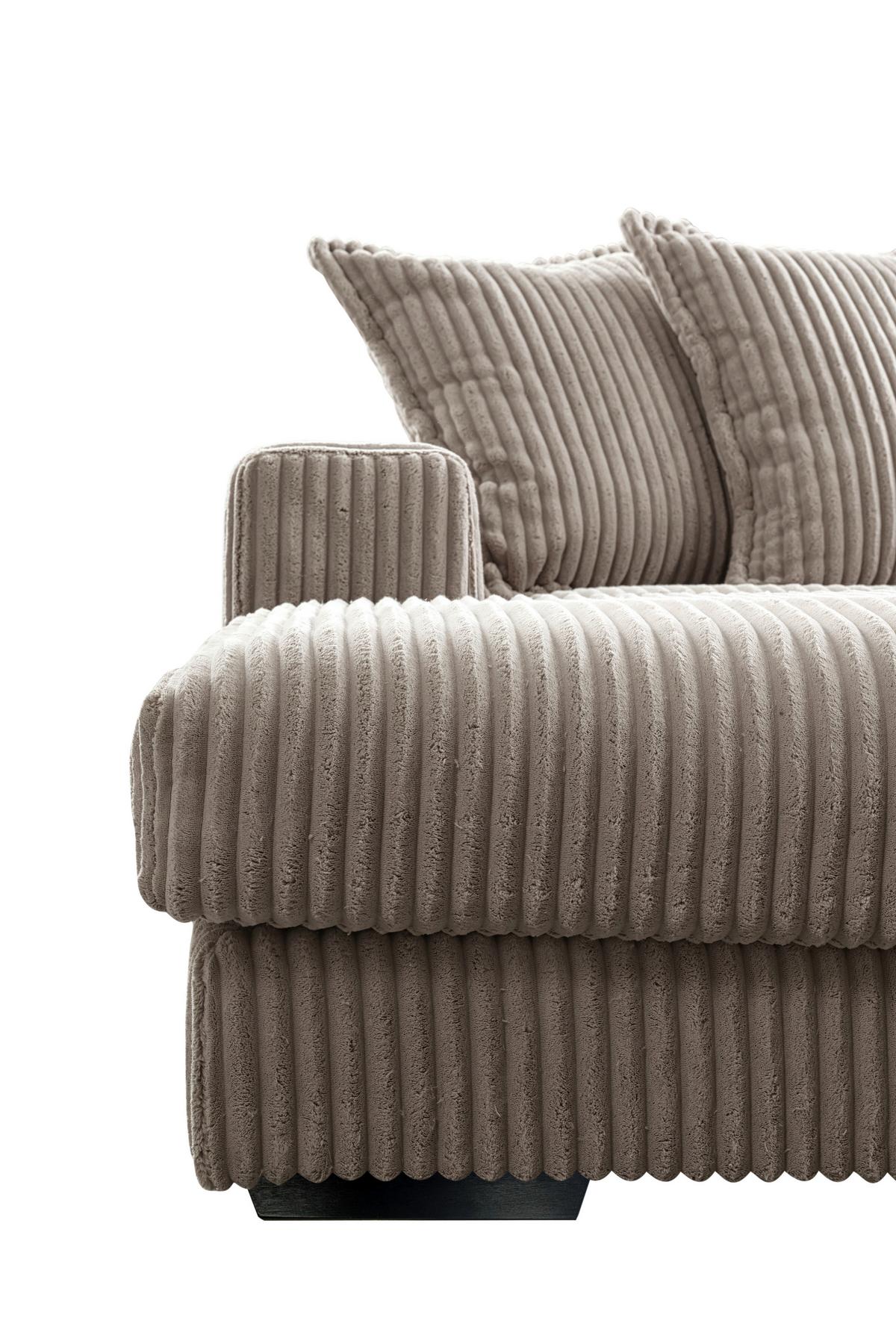 Ecksofa Funny Rechts mit Hocker B: 285 cm - Taupe/Schwarz, Basics, Textil (285/195cm) - Livetastic