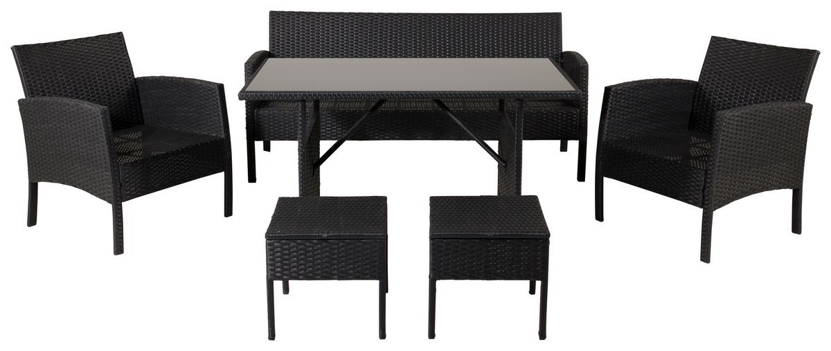 Dining-Loungeset Knock - Schwarz/Grau, KONVENTIONELL, Kunststoff - Gardenson