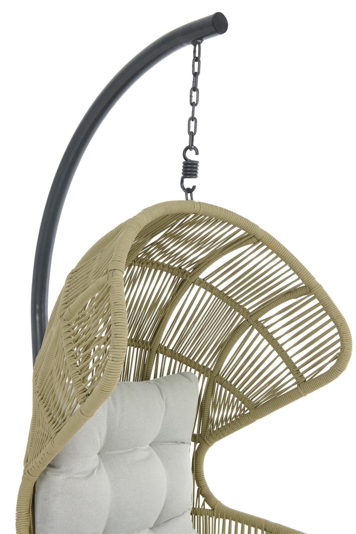 Hängesessel mit Gestell Paris Mit Sitz- und Rückenkissen - Beige/Limette, MODERN, Kunststoff/Textil (110/198/117cm) - Beldano