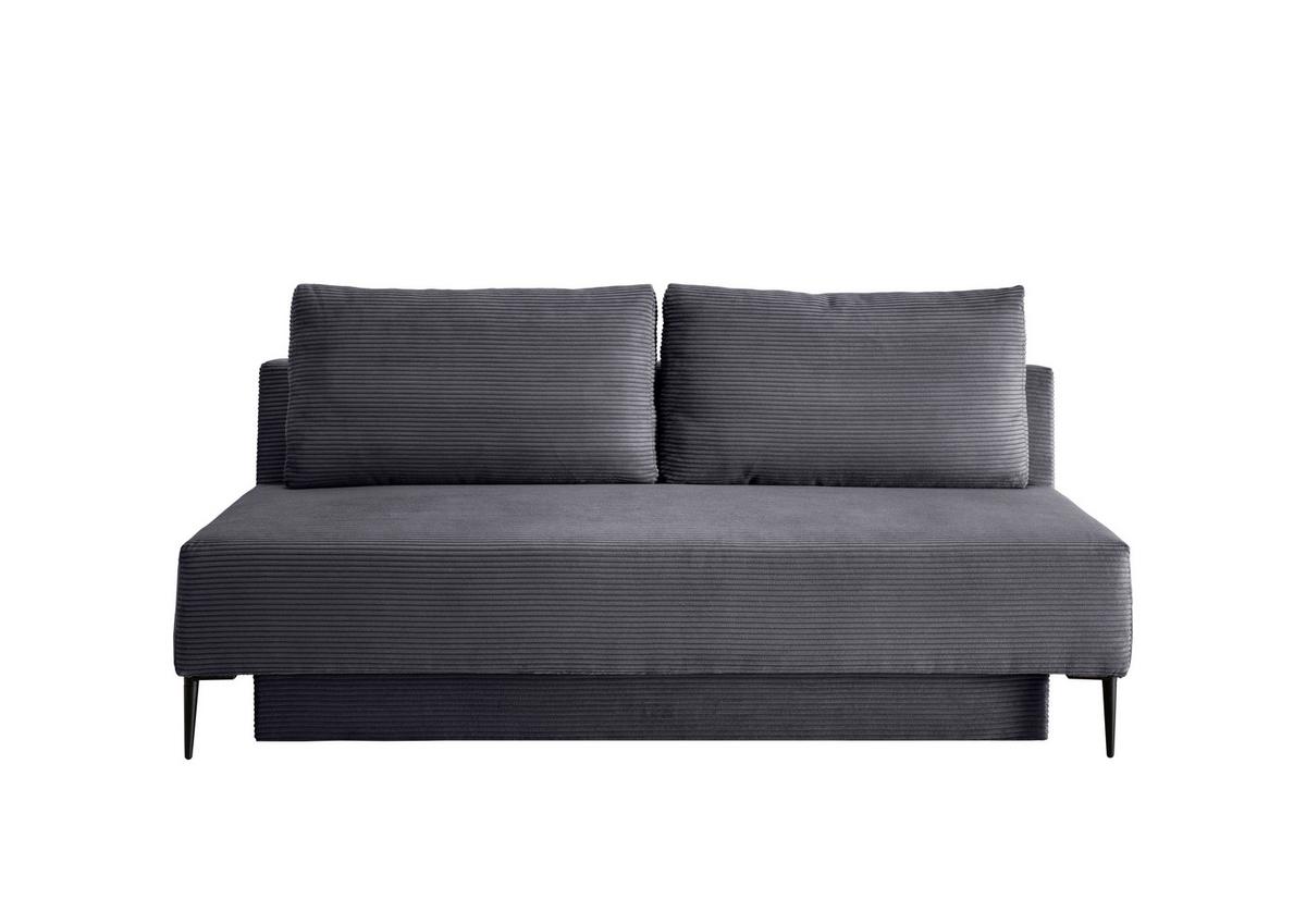 Schlafsofa Petri Grau Cord, Rücken Echt B: 198 cm - Schwarz/Grau, MODERN, Textil (198/90/100cm) - Livetastic