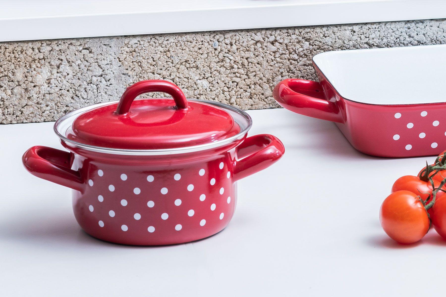 Kochtopfset 5-tlg. Emaill Backofengeeignet - Rot, Basics, Metall (48,5/28,5/24cm) - Riess