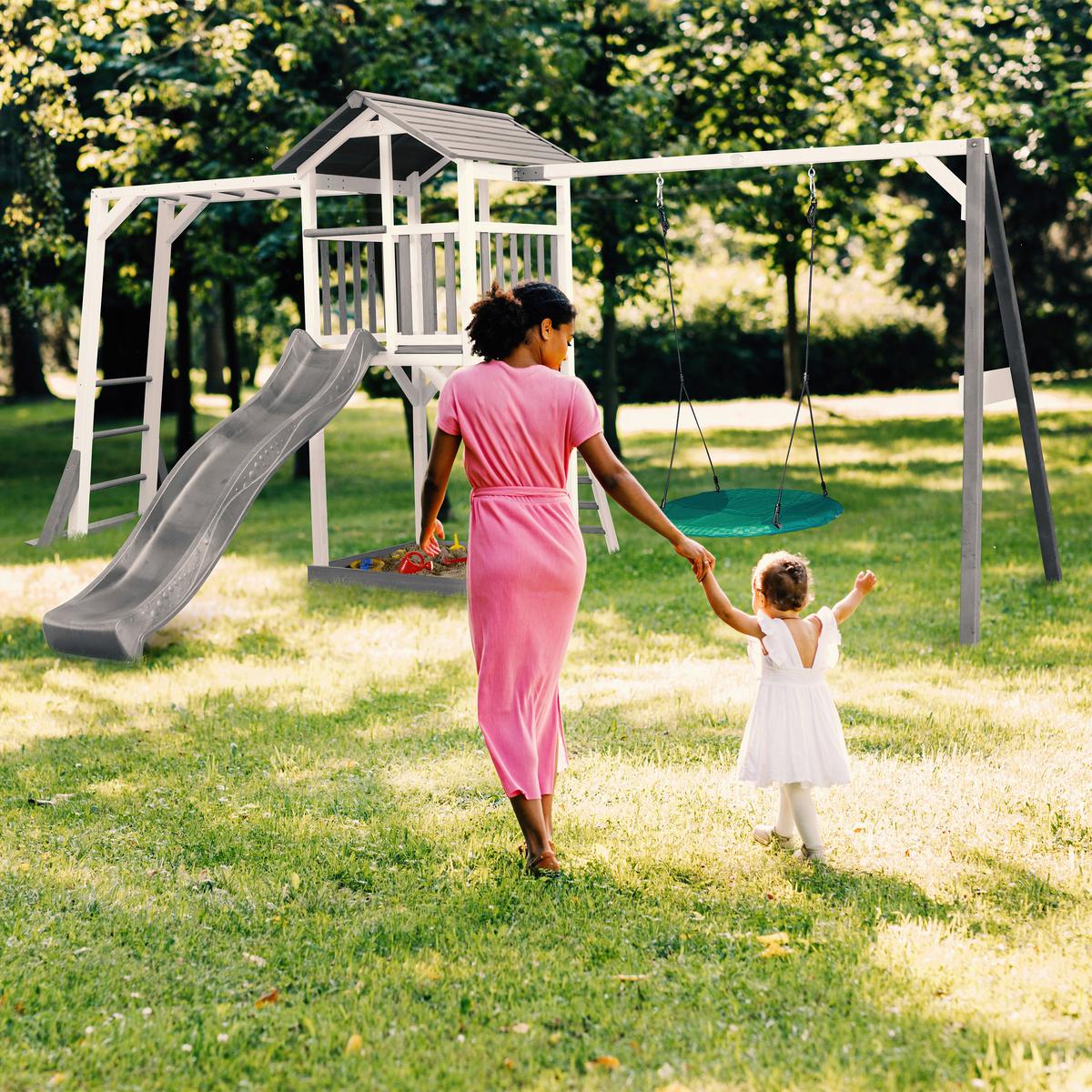 Spielturm A025.133.82 - Blau/Weiß, KONVENTIONELL, Holz (519/242/349cm) - Ambia Garden