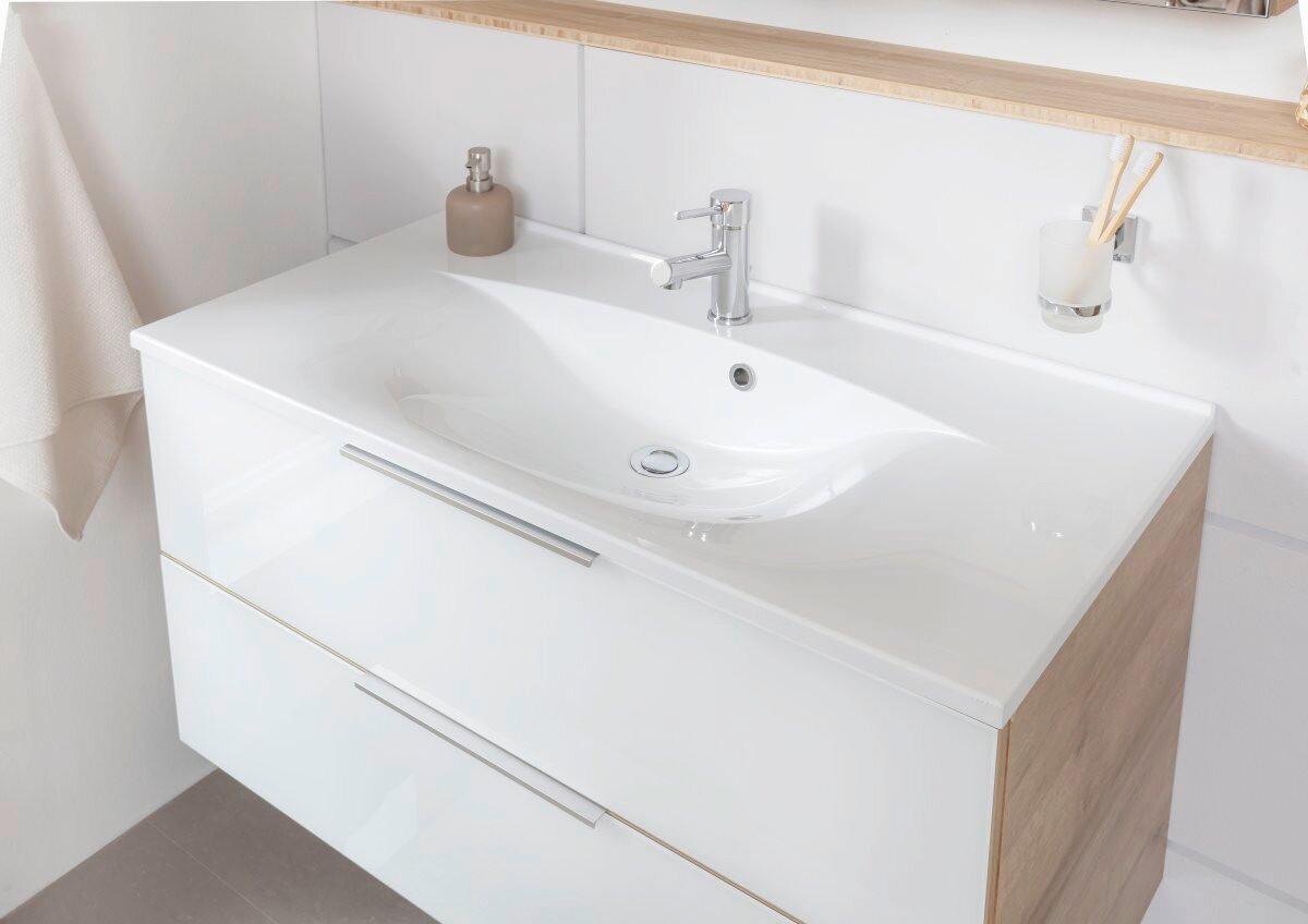 Waschtsichkombi B.Brilliant Anthrazit/Eichefarben B: 100cm - Eichefarben/Anthrazit, Basics, Glas/Holzwerkstoff (100/56,2/50cm) - MID.YOU