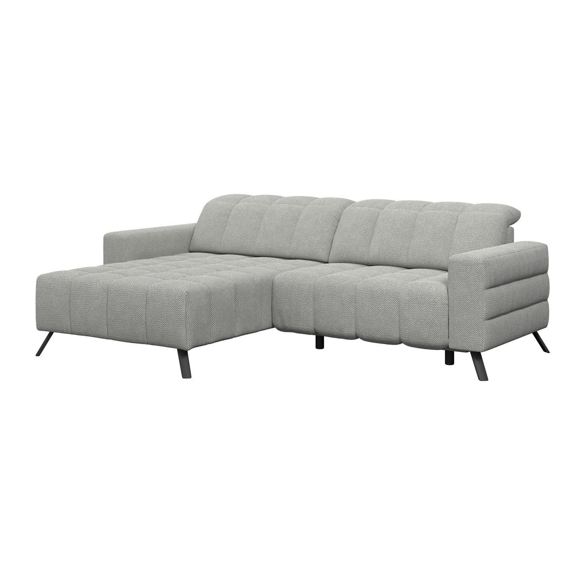 Ecksofa Milano Microfaser hellgrau, B: 178 cm - Hellgrau/Schwarz, MODERN, Holz/Textil (178/256cm) - Luca Bessoni