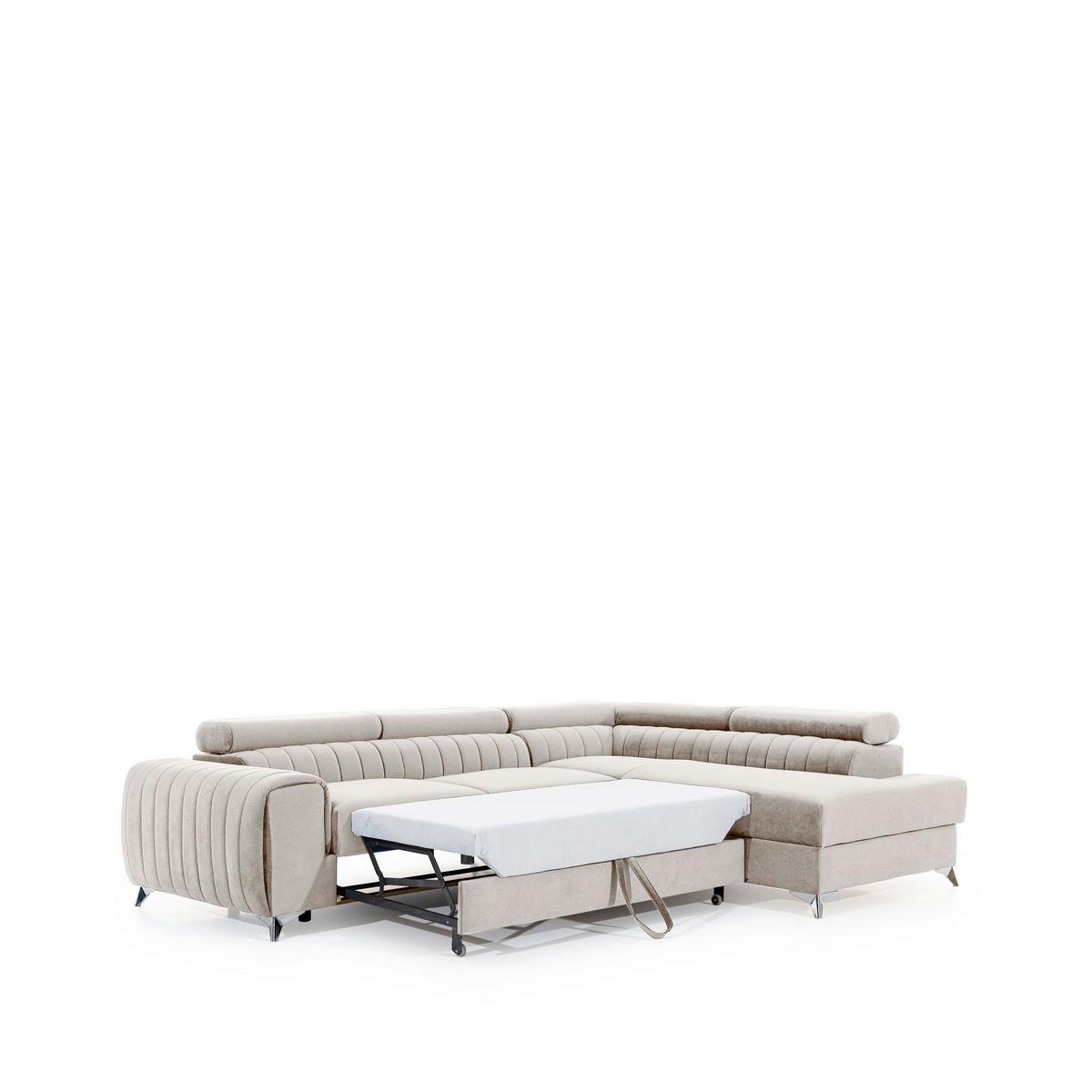 Ecksofa Laurence Beige S: 278x205 Cm - Beige/Silberfarben, Design, Textil (278/205cm) - P & B
