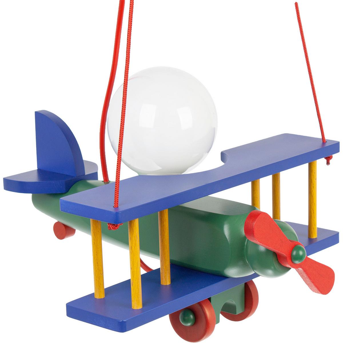 Kinderhängeleuchte Flugzeug H: 75 cm 1-Flammig - Multicolor, Basics, Holz (29/31/75cm)