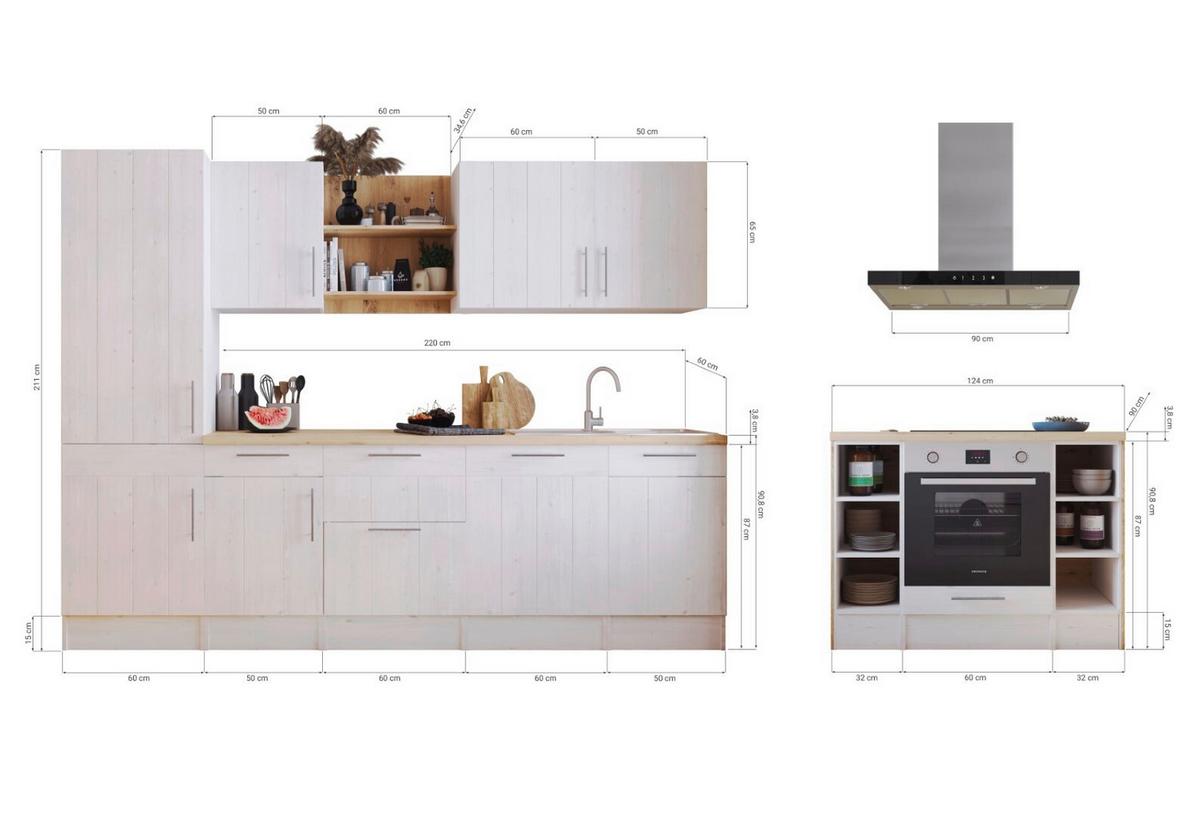 Küchenblock Anton Inselküche 280 Cm - Wildeiche/Lärchefarben, LIFESTYLE, Holzwerkstoff (280-124cm) - Respekta