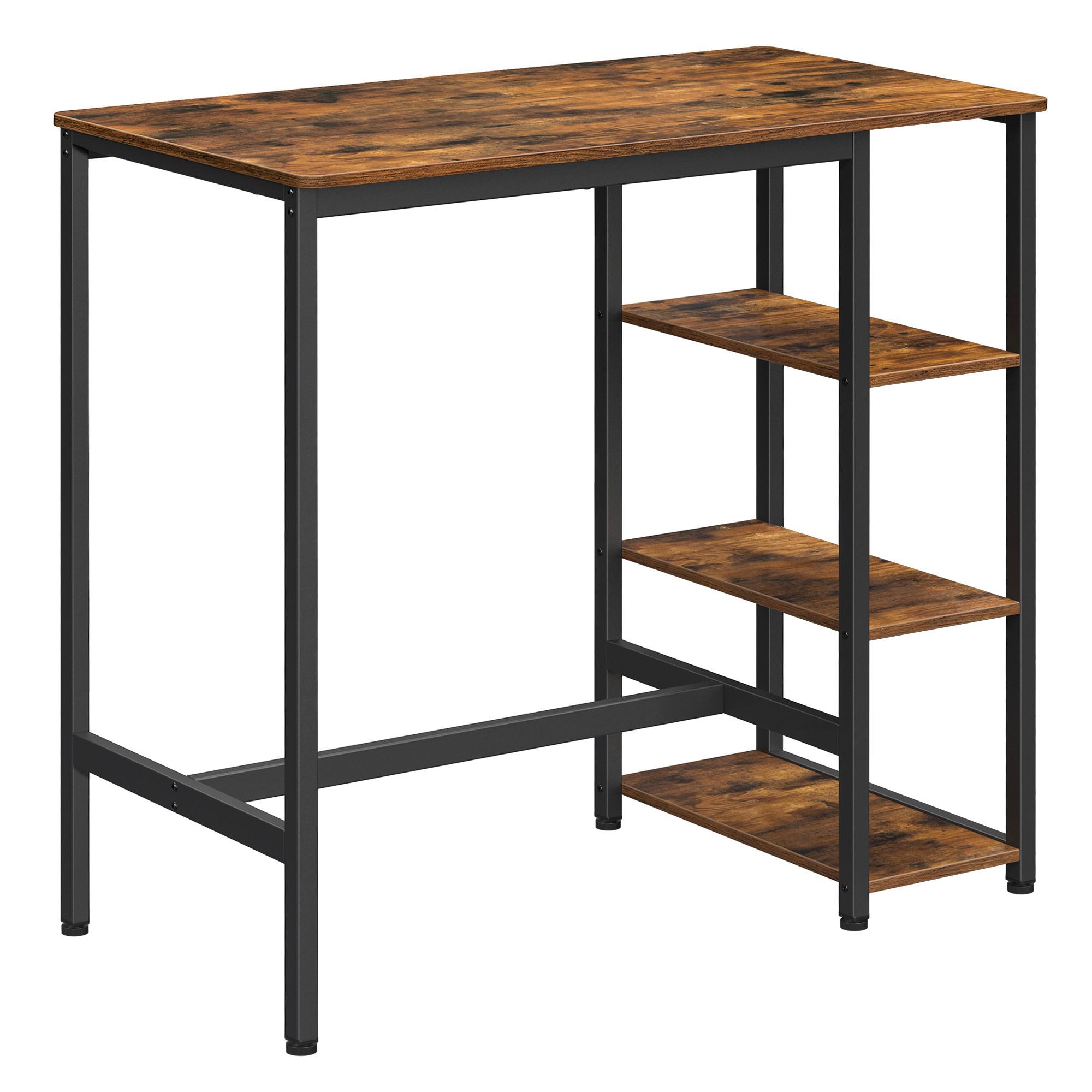 Bartisch Vasagle 110x60x100 cm Braun, Schwarz, 3 Fächer - Schwarz/Braun, Trend, Holzwerkstoff/Metall (110/60/100cm) - Boxxx