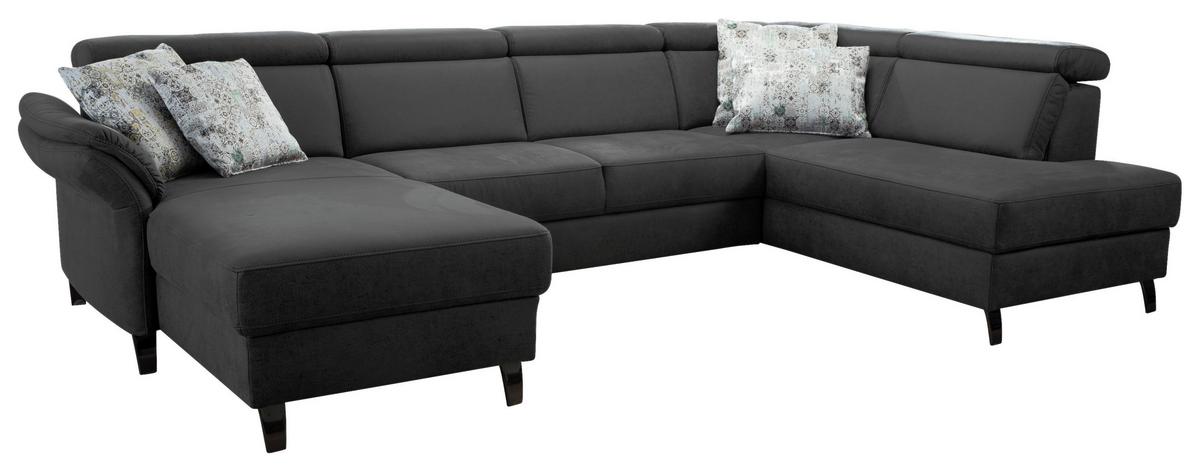 Wohnlandschaft Arngast rechts grau/Schwarz, 165x317x193 cm - Schwarz/Grau, KONVENTIONELL, Textil (165/317/193cm) - Sit & More
