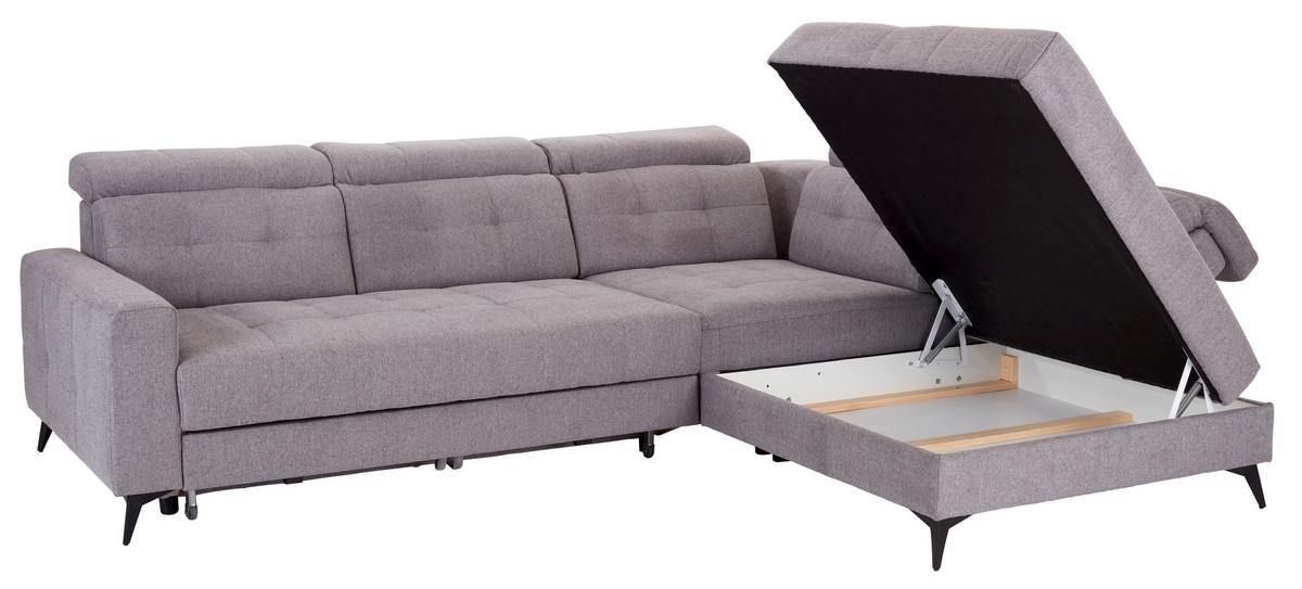 Ecksofa mit Bettfunktion & Bettkasten Barletta Grau - Schwarz/Grau, MODERN, Textil (289/228cm) - Luca Bessoni