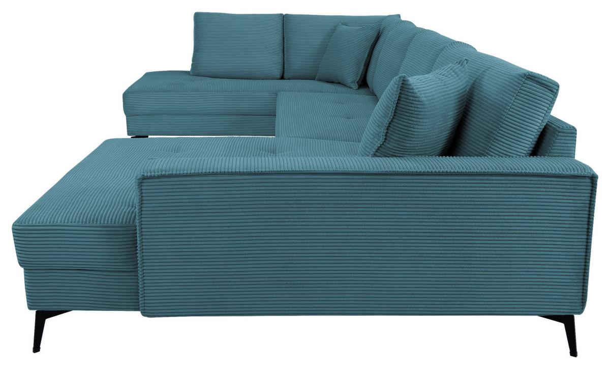 Wohnlandschaft Zero Blau U-Form 195x362x173cm - Blau/Schwarz, Trend, Textil (195/362/173cm)