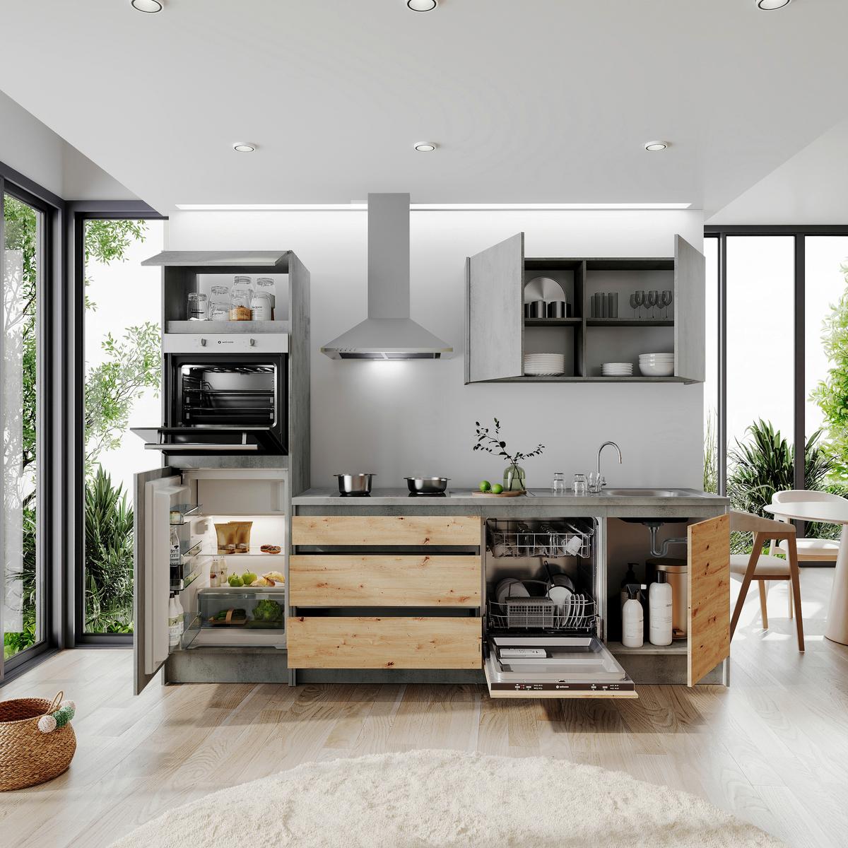 Küchenblock Troja Anthr./Eiche Dekor B: 273 cm - Anthrazit/Eiche Artisan, Design, Holzwerkstoff (273cm) - MID.YOU