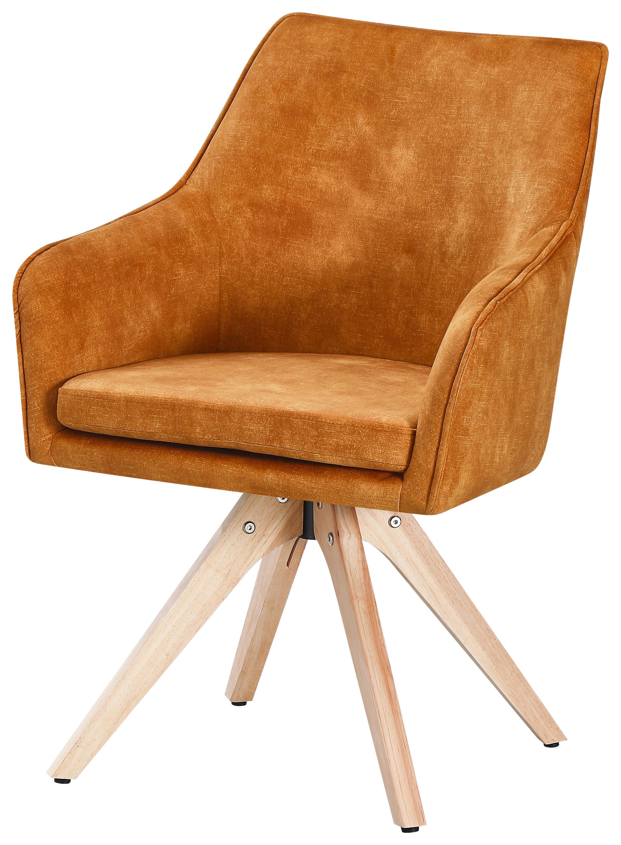 Vierfußstuhl Lisa Gold Echtholz Beine - Goldfarben/Naturfarben, KONVENTIONELL, Holz/Textil (62/83/63cm)