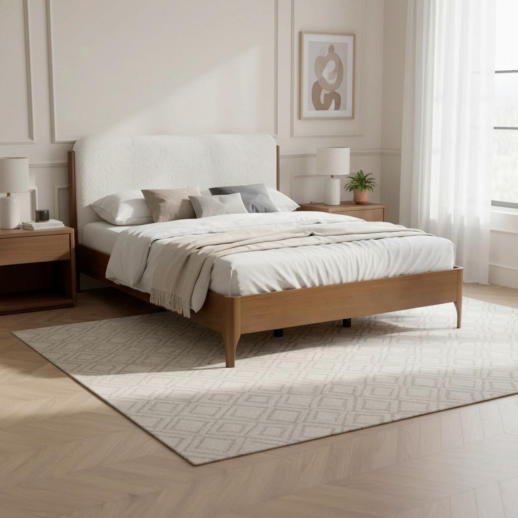 Čalouněná postel AMINA 180x200, světle hnědá - slonovinová/světle hnědá, Moderní, dřevo/kompozitní dřevo (180/200cm) - Bessagi Home