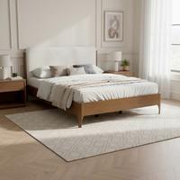 Čalouněná postel AMINA 180x200, světle hnědá - slonovinová/světle hnědá, Moderní, dřevo/kompozitní dřevo (180/200cm) - Bessagi Home