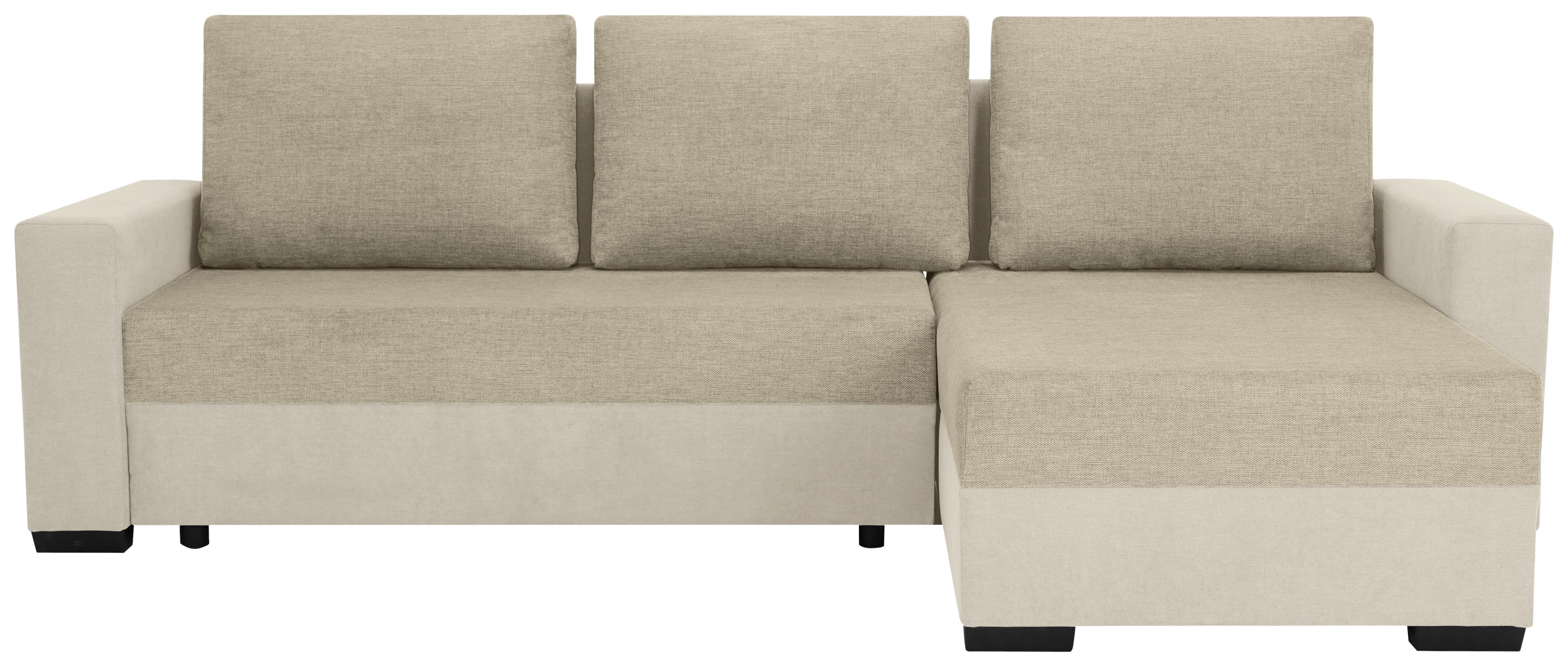 Ecksofa Asna, Beige S: 252x155 cm - Beige/Schwarz, Design, Textil (252/155cm) - Livetastic