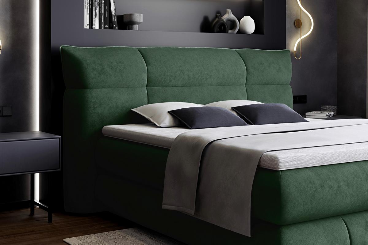 Boxspringbett Carmelo Dunkelgrün 160x200 cm H4 - Dunkelgrün/Schwarz, Trend, Textil (160/200cm)