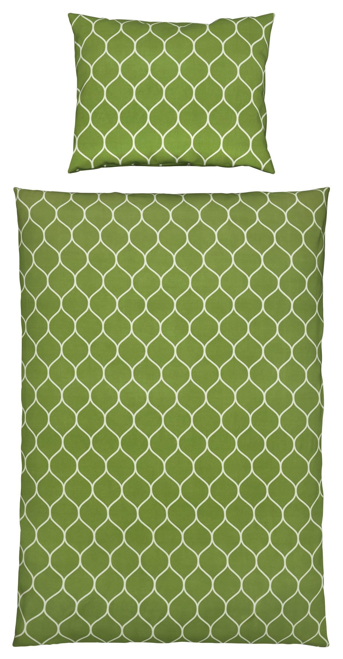 Bettwäsche Trude - Olivgrün, KONVENTIONELL, Textil - Ondega