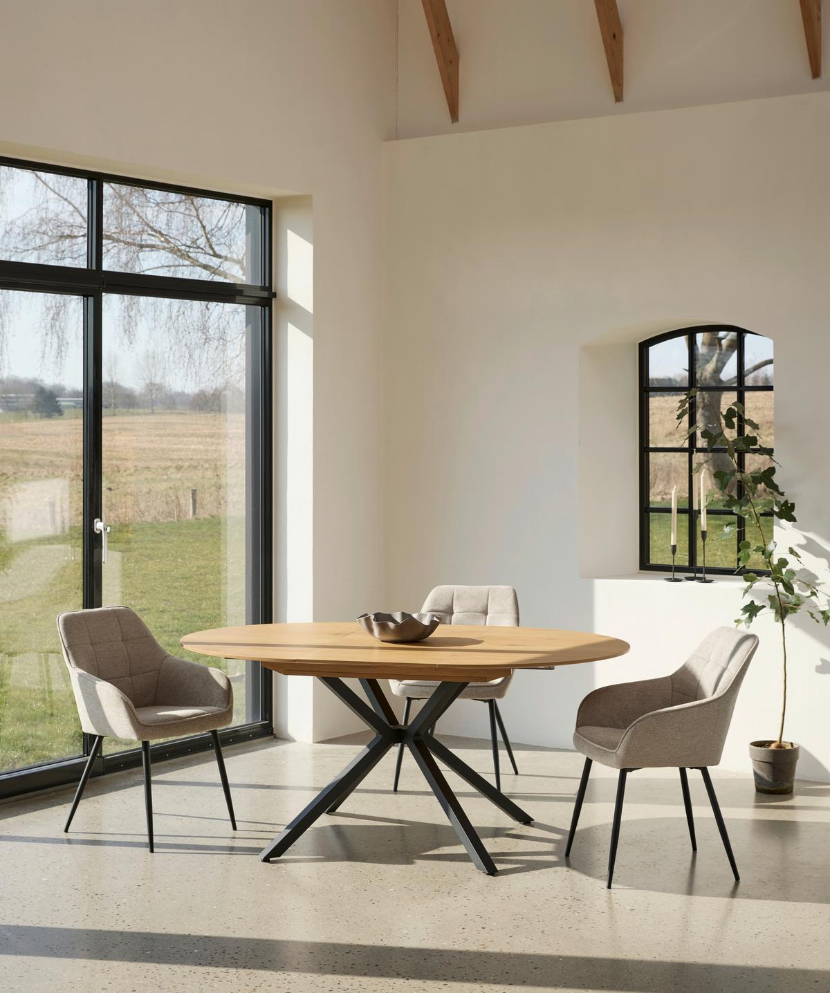 Esstisch Cesura Eichefarben, L: 120 Cm - Eichefarben/Schwarz, MODERN, Holzwerkstoff/Metall (120/120/75cm) - Livetastic