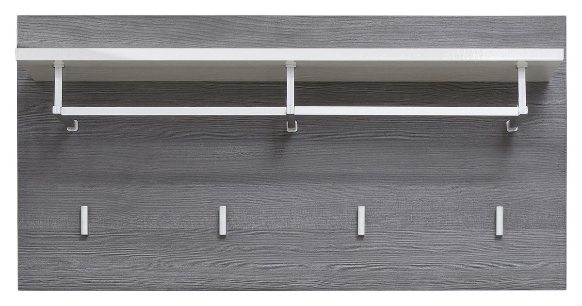 Wandgarderobe Line Silbereichenfarben B:80cm - Weiß/Silbereichenfarben, MODERN, Holzwerkstoff (80/40/28cm) - MID.YOU