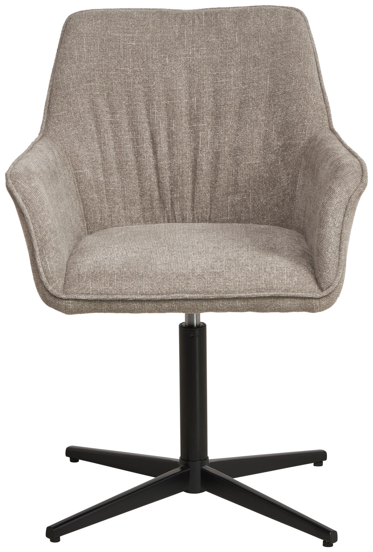 Armlehnstuhl Pat Taupe, Sitzfl. 360° Drehbar - Taupe/Schwarz, KONVENTIONELL, Holz/Textil (60/86.5/61cm) - MID.YOU