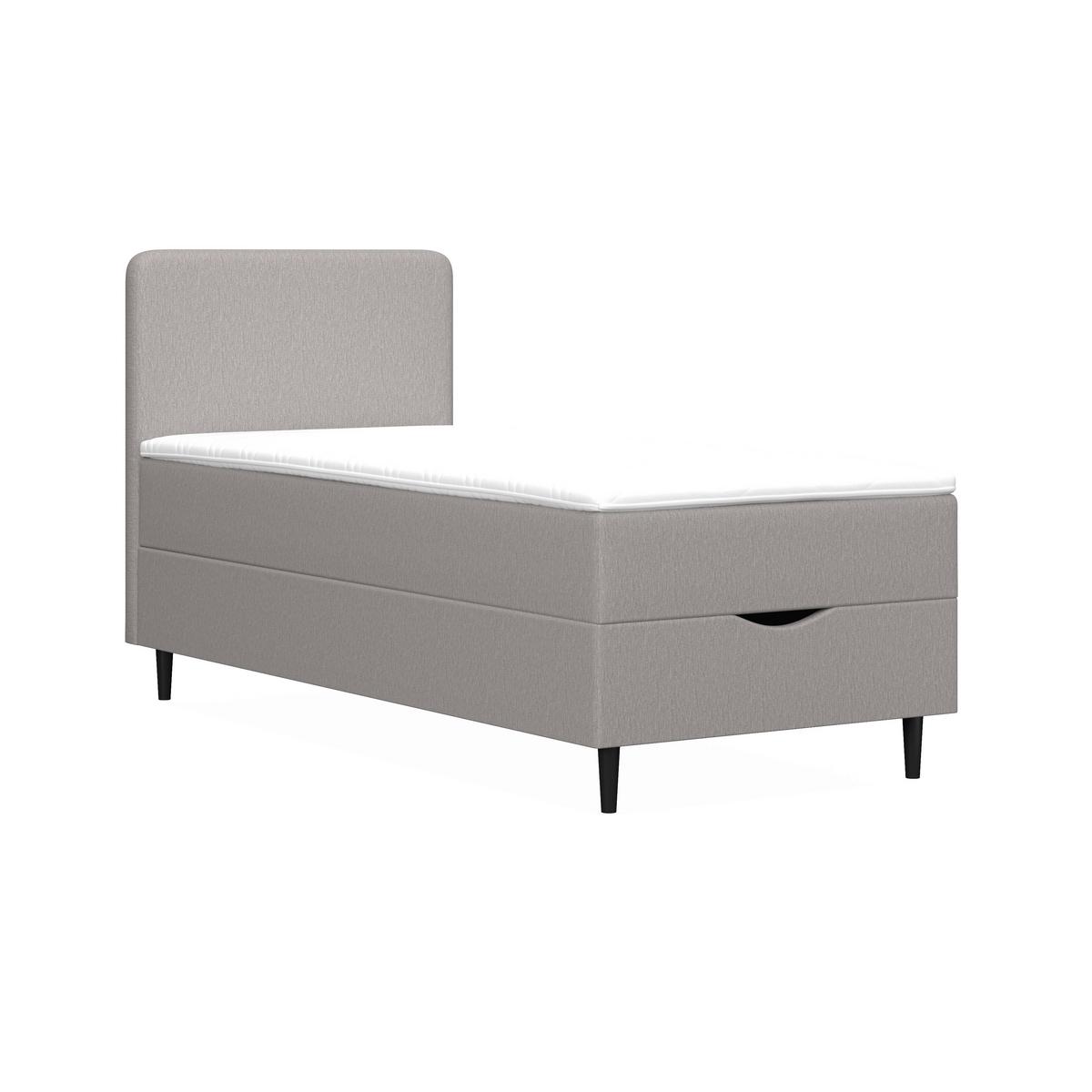 Boxspringová postel VIDA 90x200, šedá, s topperem - šedá/černá, Moderní, dřevo/textil (90/200cm) - Bessagi Home