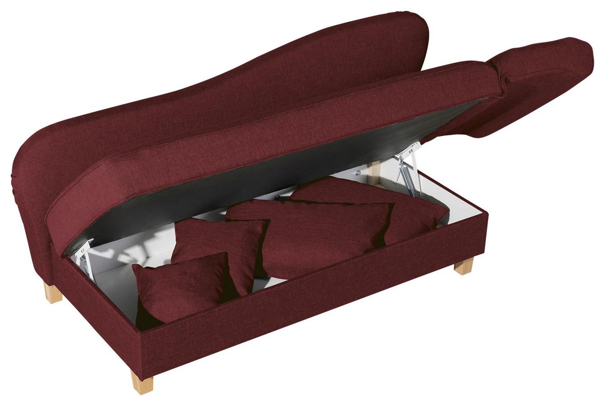 Recamiere Selma Rot Rechts Mit Bettkasten+schlaffunktion - Rot/Buchefarben, Design, Textil (190/88/82cm) - Max Winzer