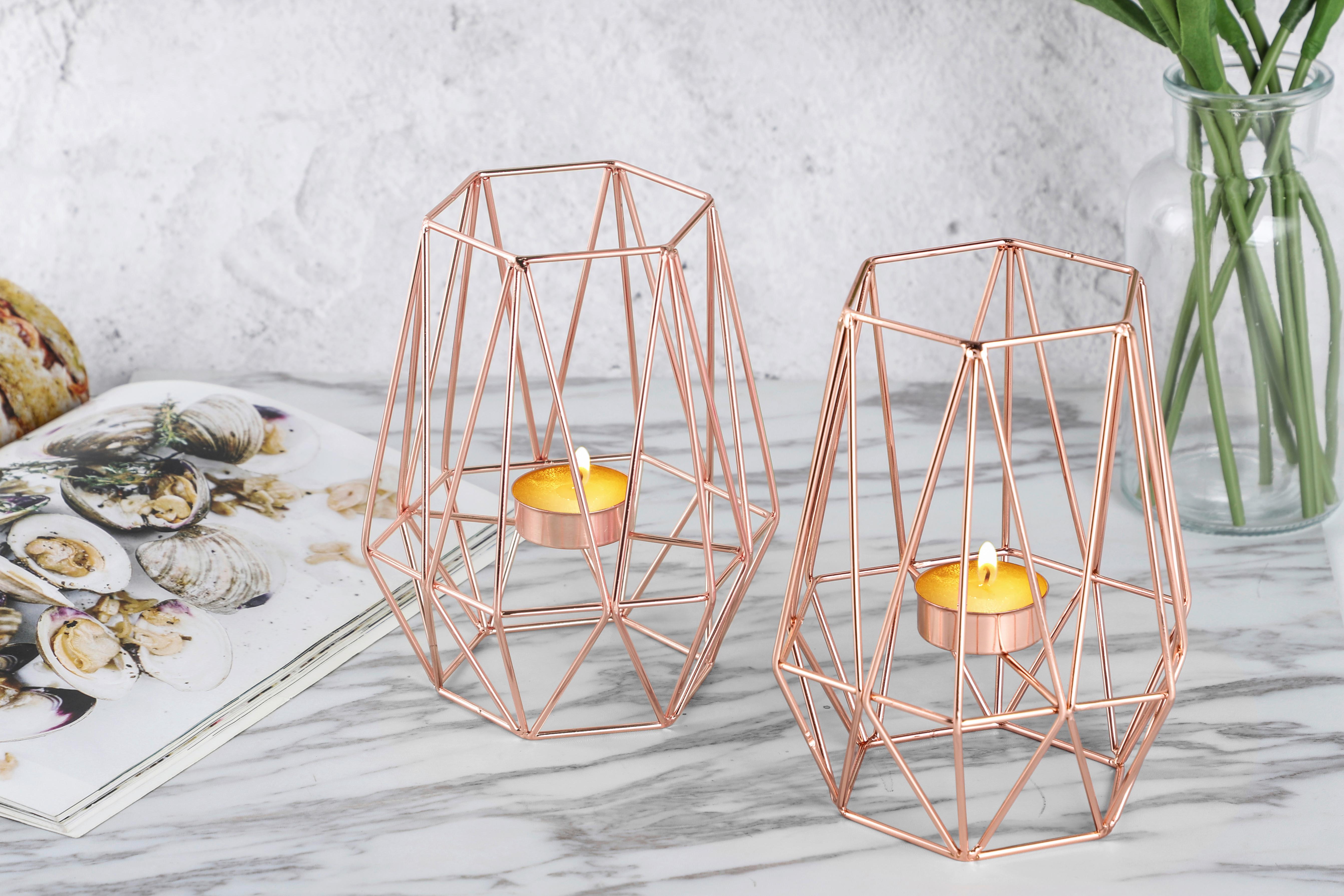 Teelichthalter-set Eisen Kupferfarben - Roségold, Basics, Metall (9,5cm) - Echtwerk
