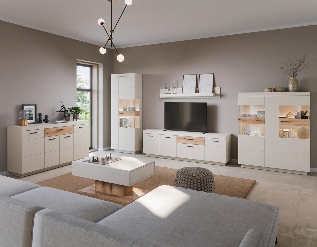 Sideboard Lightning Eichefarben/Kaschmir B: 160 cm - Kaschmir/Eichefarben, MODERN, Holzwerkstoff (160/88,4/41,6cm)