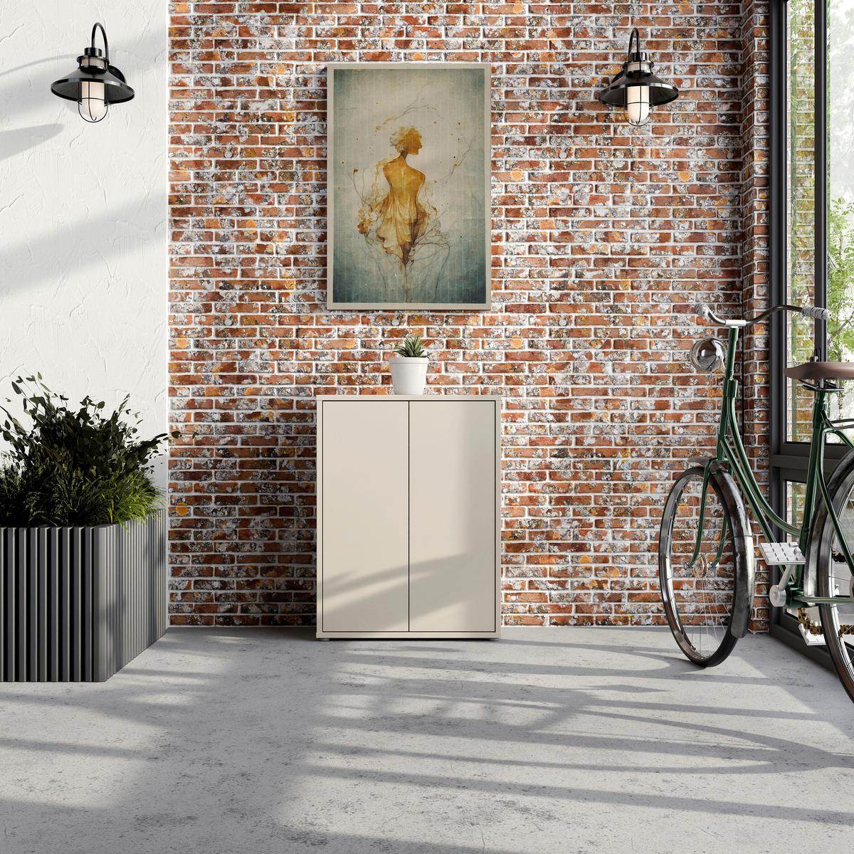 Botník Alice, barva kašmírová, š: 74,5 cm - šedá/pískové barvy, Moderní, kompozitní dřevo/plast (74,5/99,1/34,9cm)