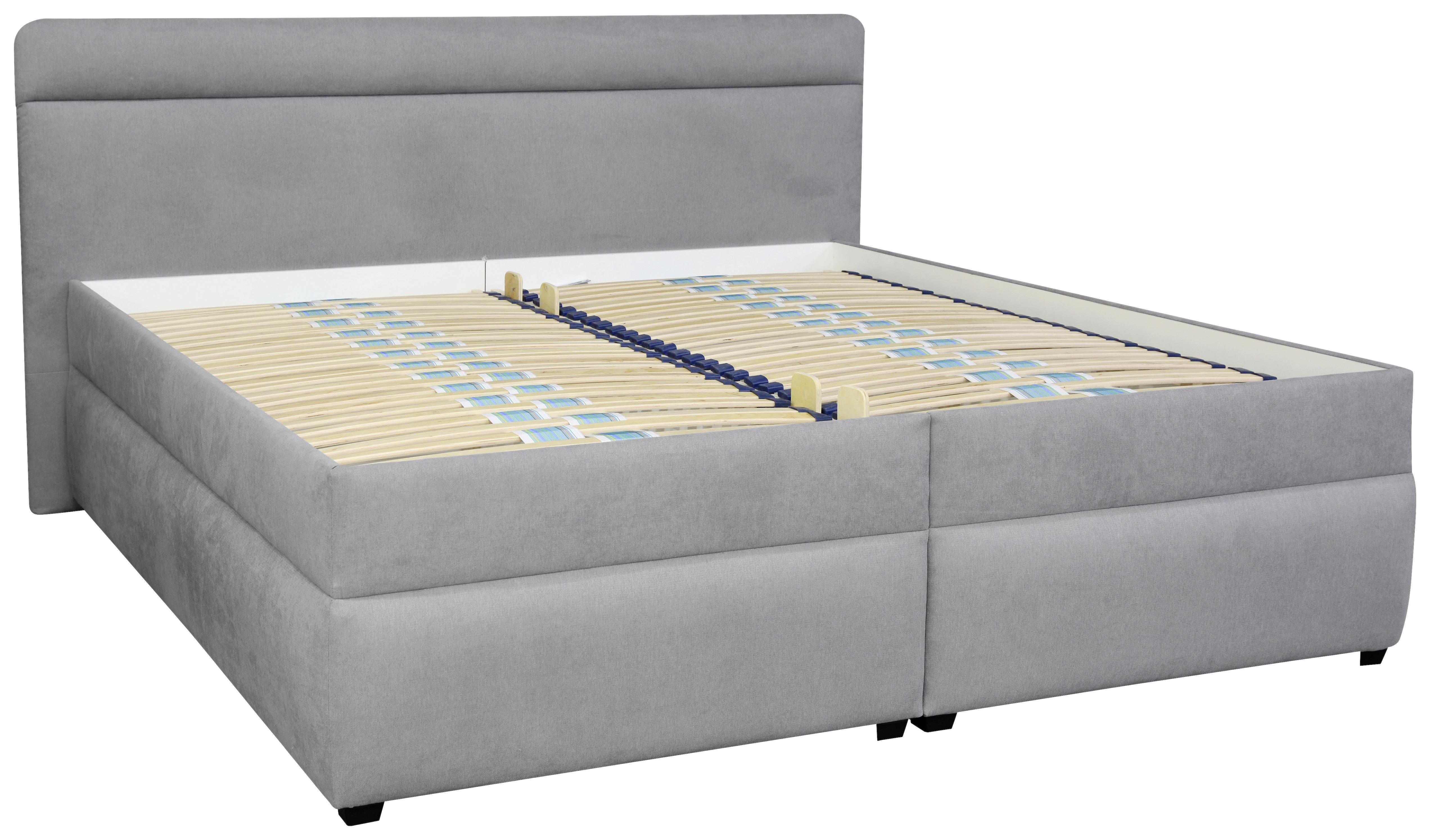 Manželská postel s roštem Reda 2, 160x200, šedá - šedá/černá, Konvenční, dřevo/textil (160/200cm)