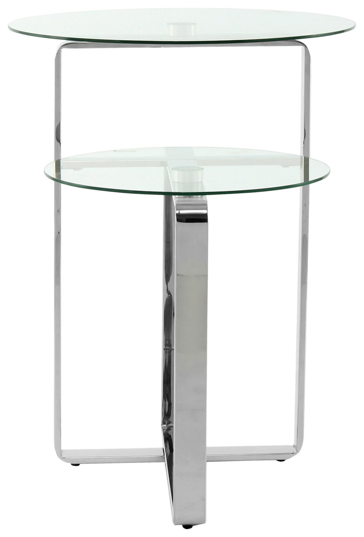 Beistelltisch Katris 100 Silber - Klar/Silberfarben, Design, Glas/Metall (46/46/60cm) - Kayoom